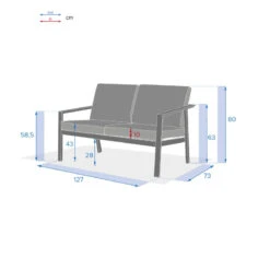 Canapé 2 Places Pavane Graphite Hespéride -Terra Patio Soldes Boutique canape 2 places pavane graphite hesperide 3