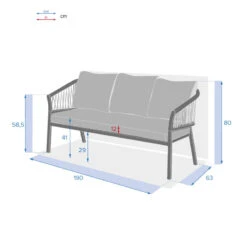 Canapé Extérieur 3 Places Oriengo Anthracite Hespéride -Terra Patio Soldes Boutique canape exterieur 3 places oriengo anthracite hesperide 3