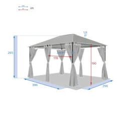 Jeu De 6 Rideaux Gris Ardoise Pour Tonnelle Santorini Et Thira -Terra Patio Soldes Boutique jeu de 6 rideaux gris ardoise pour la tonnelle santorini 3 x 4m 2