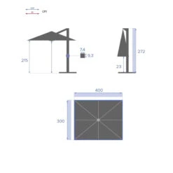 Parasol Décentré Eléa Inclinable Rectangulaire Ardoise Hespéride -Terra Patio Soldes Boutique parasol decentre elea inclinable 3 4 ardoise hesperide 6