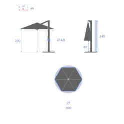 Parasol Décentré Rond Manoa Grenade Hespéride -Terra Patio Soldes Boutique parasol decentre rond manoa grenade hesperide 3