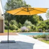 Parasol Décentré Rond Manoa Jaune Moutarde Hespéride -Terra Patio Soldes Boutique parasol decentre rond manoa jaune moutarde hesperide