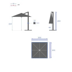 Parasol Déporté Carré Equador Ardoise Hespéride -Terra Patio Soldes Boutique parasol deporte carre equador ardoise hesperide 1 7