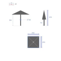 Parasol Droit Carré 2,5x2,5m Soya Vert Olive Hespéride -Terra Patio Soldes Boutique parasol droit carre 25x25m soya vert olive hesperide 6