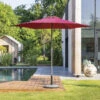 Parasol Droit Rond 2,7m Soya Bordeaux Hespéride -Terra Patio Soldes Boutique parasol droit rond 27m soya bordeaux hesperide
