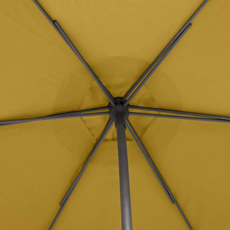 Parasol Droit Rond 2,7m Soya Jaune Moutarde Hespéride 4 Parasol Droit Rond 2,7m Soya Jaune Moutarde Hespéride – Image 4
