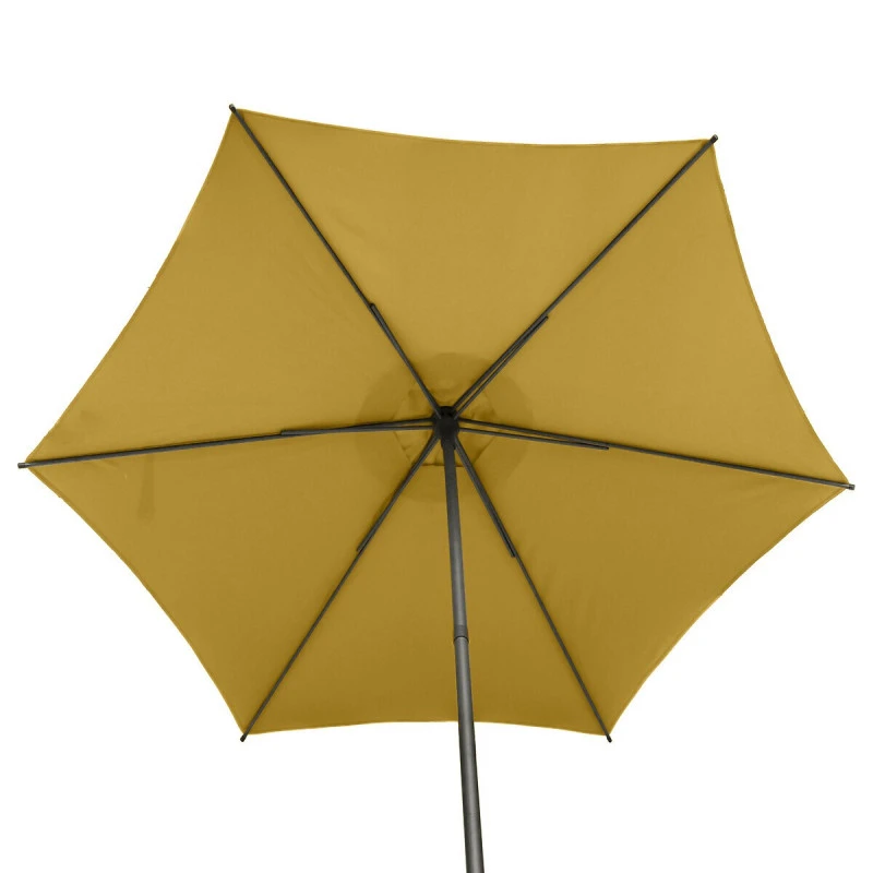 Parasol Droit Rond 2,7m Soya Jaune Moutarde Hespéride 5 Parasol Droit Rond 2,7m Soya Jaune Moutarde Hespéride – Image 5