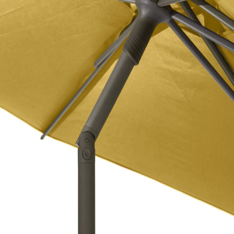 Parasol Droit Rond 2,7m Soya Jaune Moutarde Hespéride 6 Parasol Droit Rond 2,7m Soya Jaune Moutarde Hespéride – Image 6