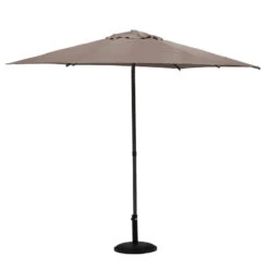 Parasol Droit Rond 2,7m Soya Taupe Hespéride -Terra Patio Soldes Boutique parasol droit rond 27m soya taupe hesperide 1