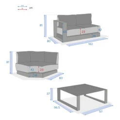 Salon D'angle 5 Places Allure Gris Minéral / Blanc Hespéride -Terra Patio Soldes Boutique salon d angle 5 places allure gris mineral blanc hesperide 6