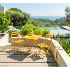 Table Carrée Pliante Greensboro 2p Jaune Moutarde Hespéride -Terra Patio Soldes Boutique table carree greensboro moutarde hesperide 3