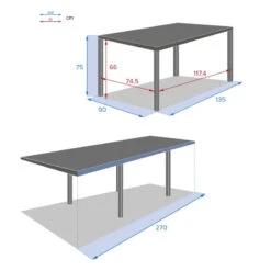 Table Rectangulaire Ext. Verre Piazza 10 P. Graphite Hespéride -Terra Patio Soldes Boutique table piazza extensible 10 personnes anthracite graphite hesperide 3
