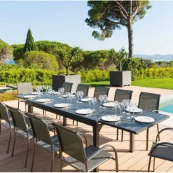 Table Rectangulaire Extensible Piazza 12 P. Graphite Hespéride -Terra Patio Soldes Boutique table rectangulaire extensible piazza 12 personnes graphite hesperide 5