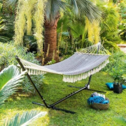 Toile Hamac Syssia Pompons 2 M Hespéride -Terra Patio Soldes Boutique toile hamac syssia pompons 2 m hesperide 3