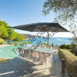 Toile Rempl. Rectangulaire En Oléfine Anthracite Eléa Hespéride -Terra Patio Soldes Boutique toile remplacement rectangulaire anthracite pour parasol elea hesperide 3